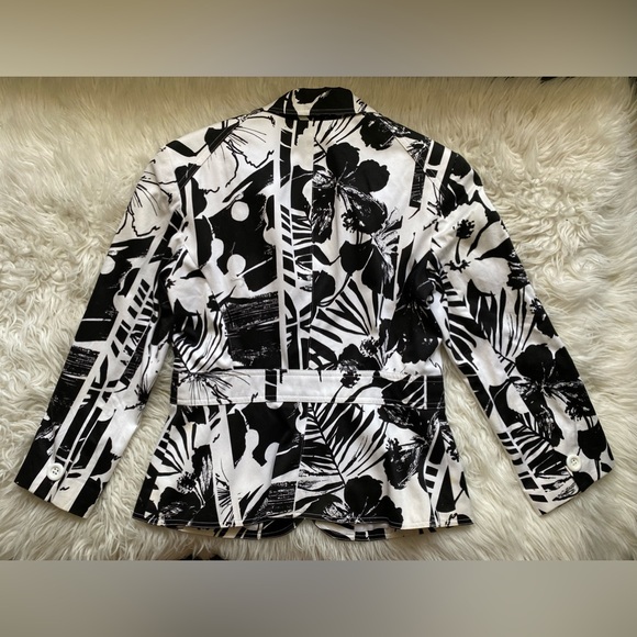 CACHE Black/ White Floral Print Jacket Blazer Sz 6-Sm/Md - Picture 4 of 7